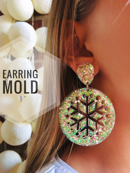 Snowflake earrings. Christmas form. Silicone mold for working with epoxy or UV resin.