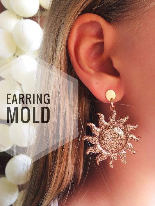 Sun earrings. Silicone mold for working with epoxy or UV resin.