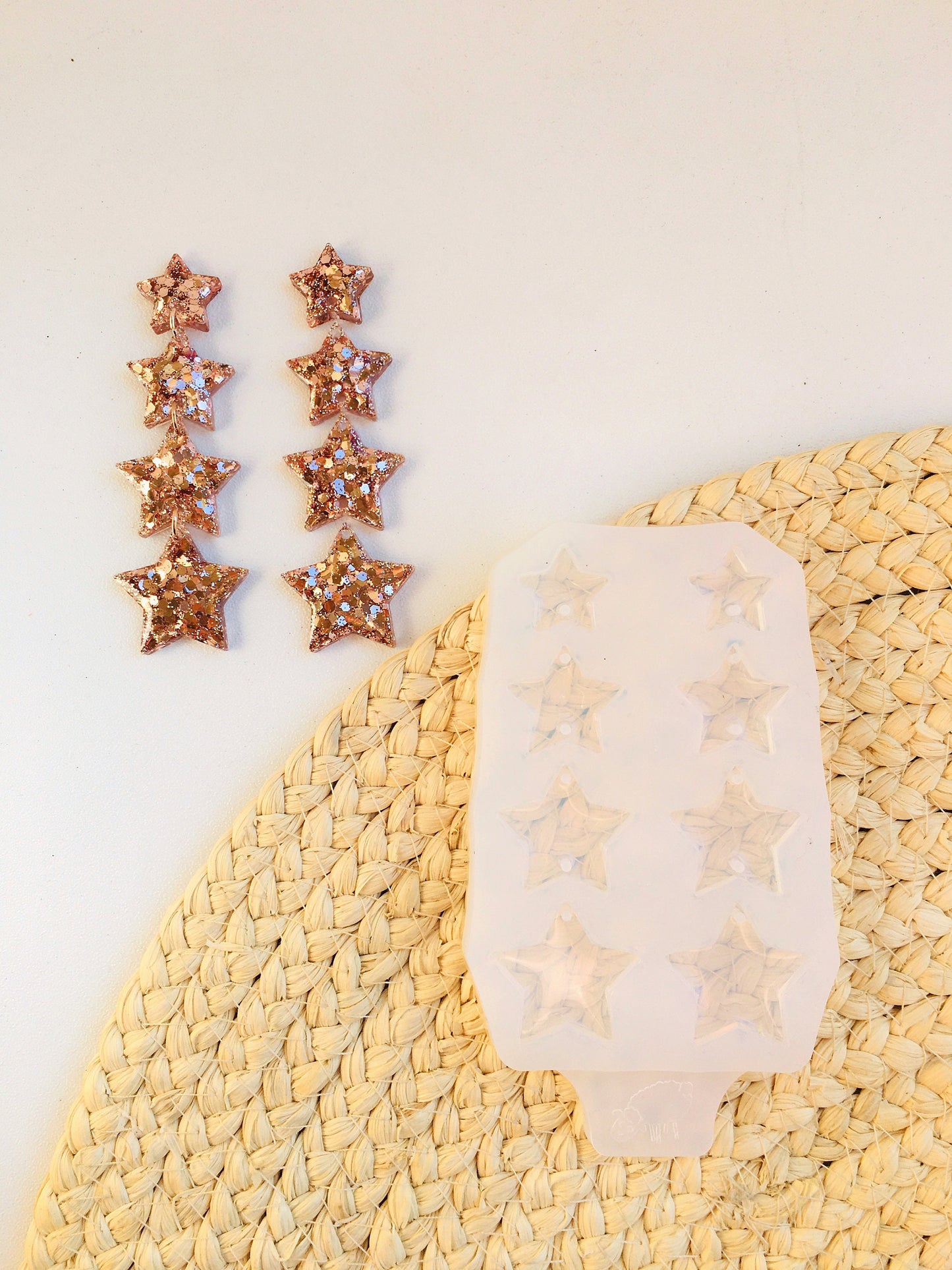Stud earrings stars Mold. Silicone mold for UV and epoxy resin. Clear gloss resin from stars.Stars Earrings.Set of do-it-yourself earrings