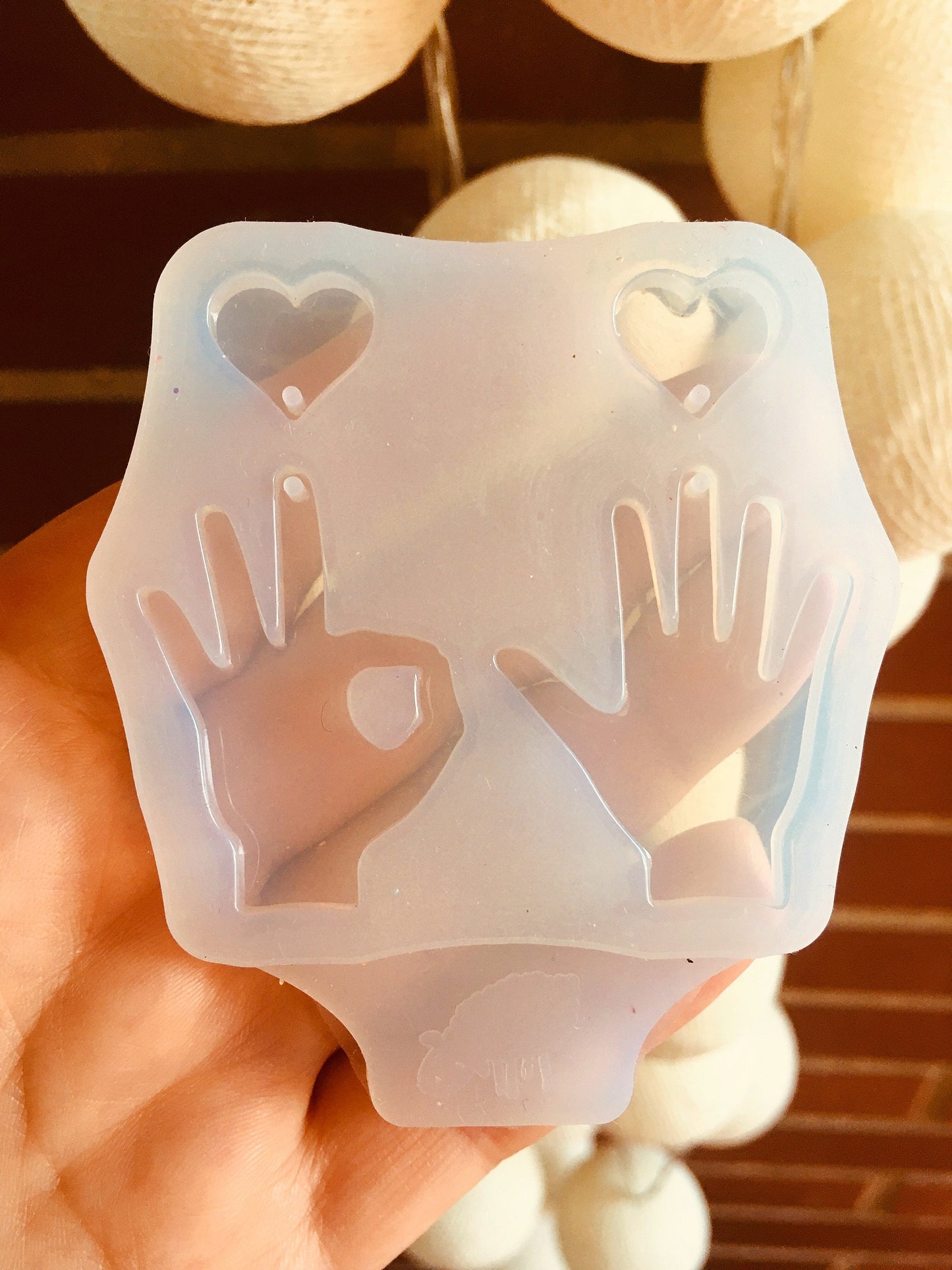 Palm, OK sign. Silicone mold for epoxy resin earrings.