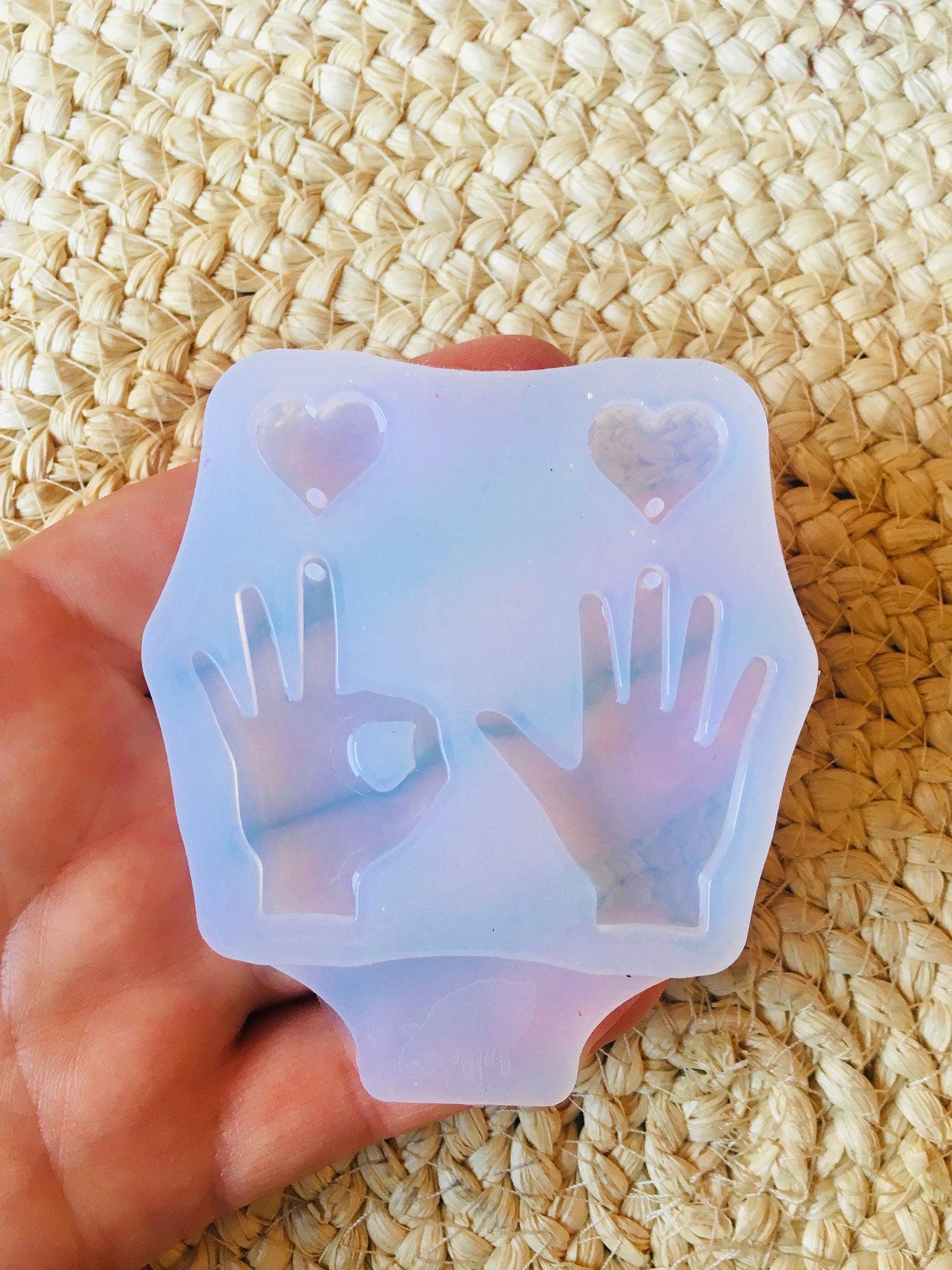 Palm, OK sign. Silicone mold for epoxy resin earrings.