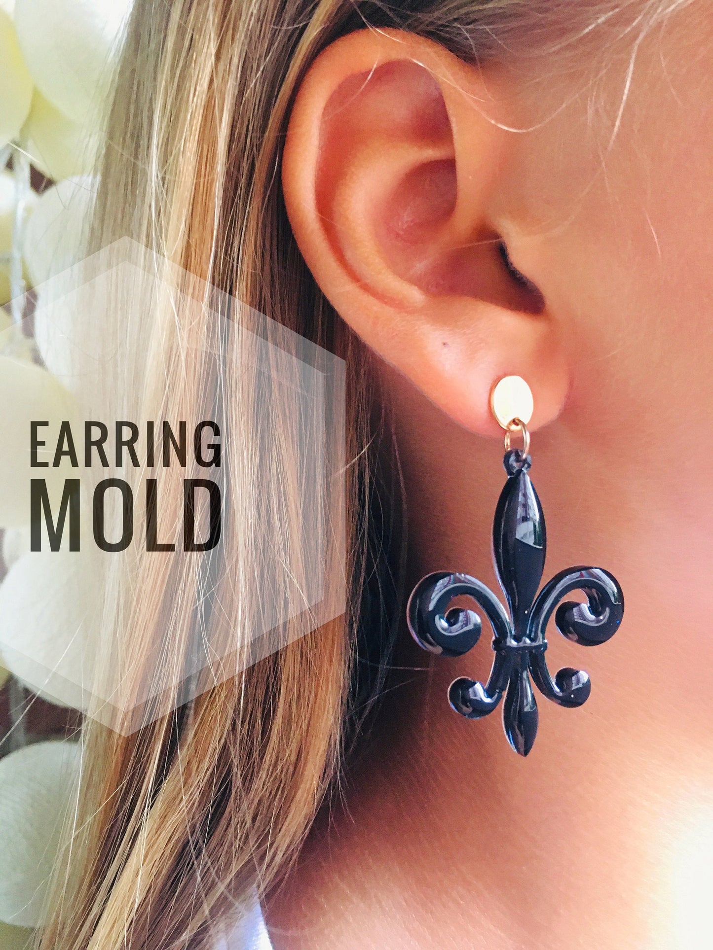 Mold for earrings in the form of a royal lily. Form for epoxy or UV resin.