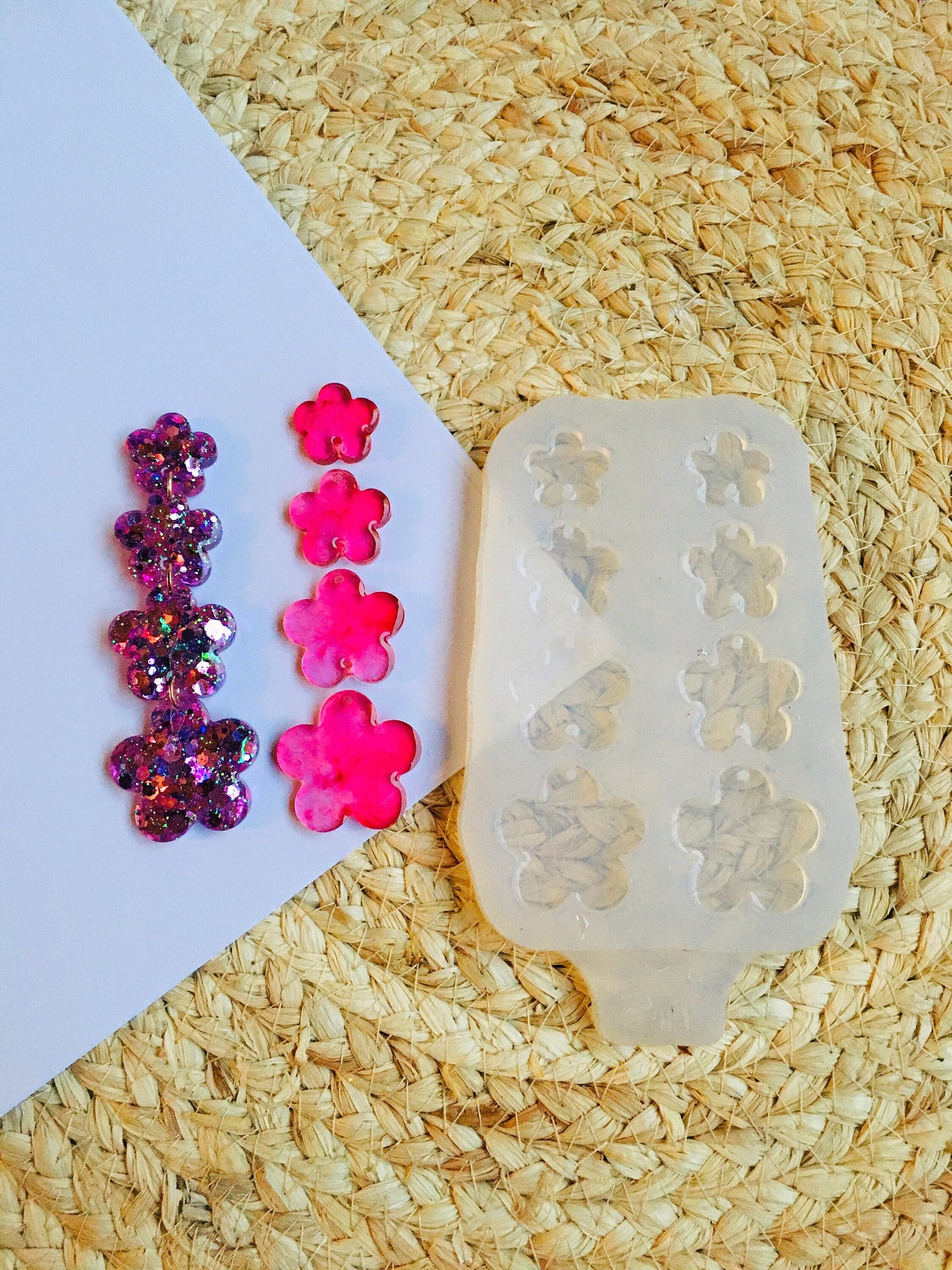 Stud earrings flowers Mold. Silicone mold for UV and epoxy resin. Flowers Earrings.Set of do-it-yourself earrings