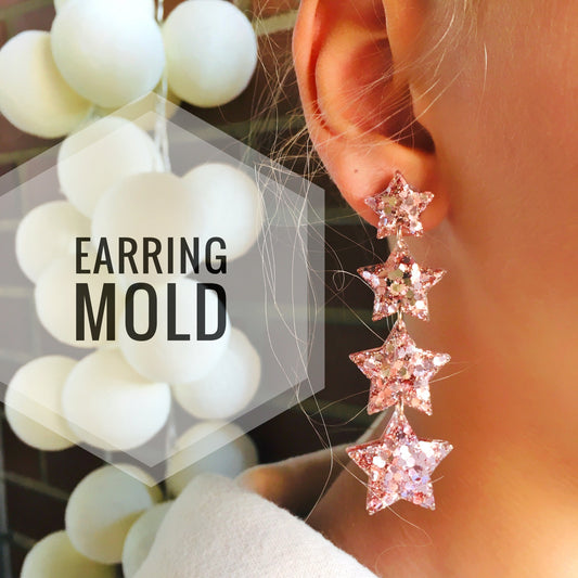 Stud earrings stars Mold. Silicone mold for UV and epoxy resin. Clear gloss resin from stars.Stars Earrings.Set of do-it-yourself earrings