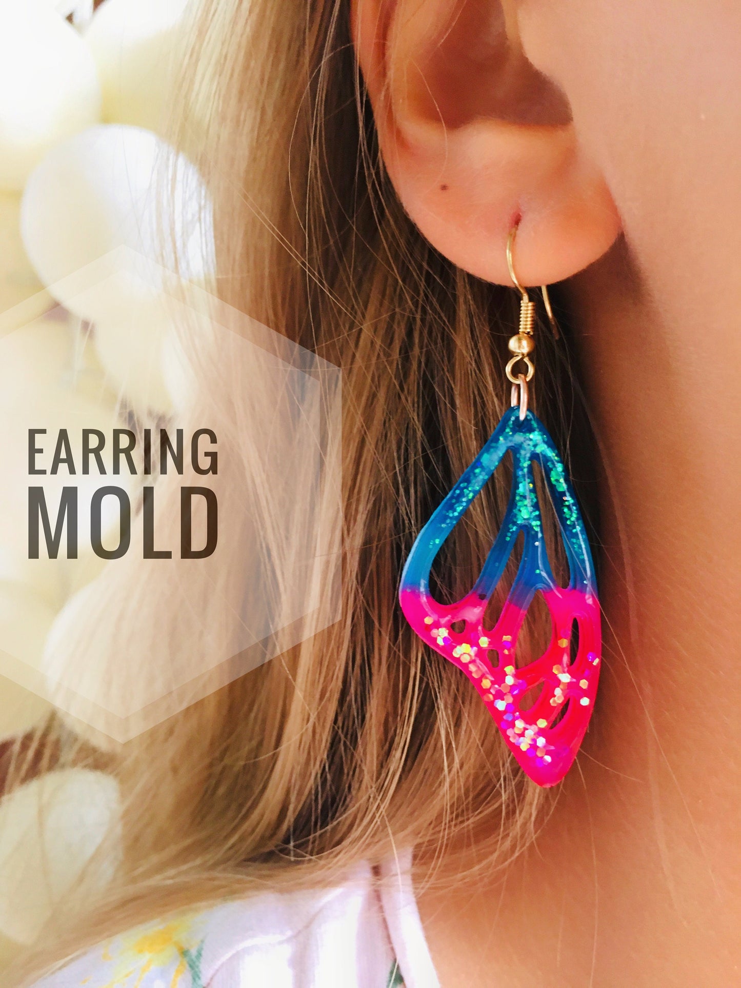 Mold for epoxy resin. Butterfly wing earrings.