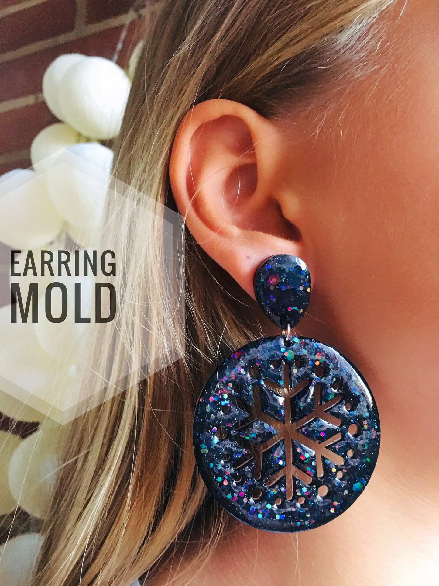 Snowflake earrings. Christmas form. Silicone mold for working with epoxy or UV resin.