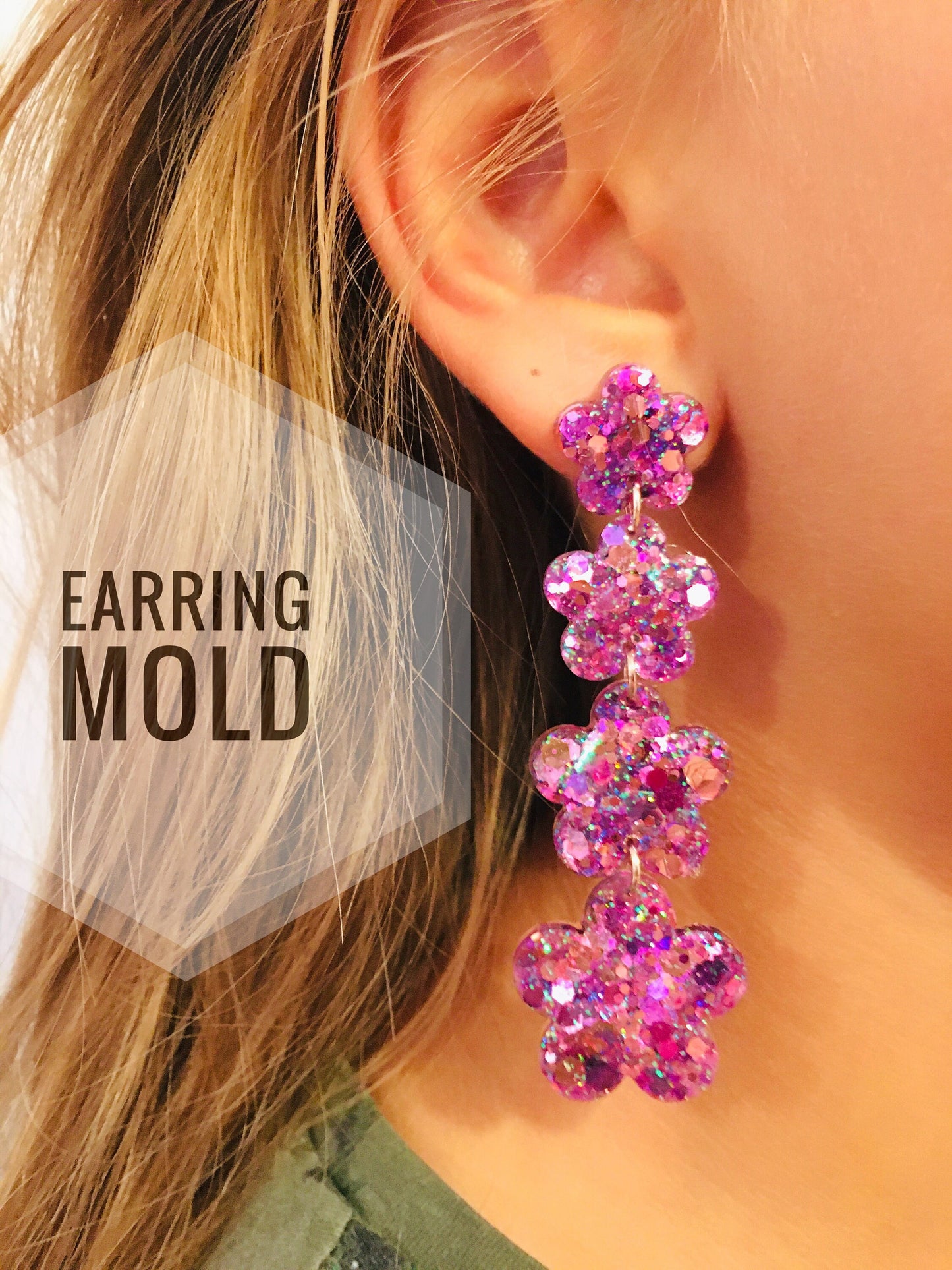 Stud earrings flowers Mold. Silicone mold for UV and epoxy resin. Flowers Earrings.Set of do-it-yourself earrings