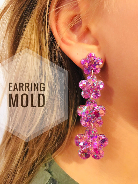 Stud earrings flowers Mold. Silicone mold for UV and epoxy resin. Flowers Earrings.Set of do-it-yourself earrings