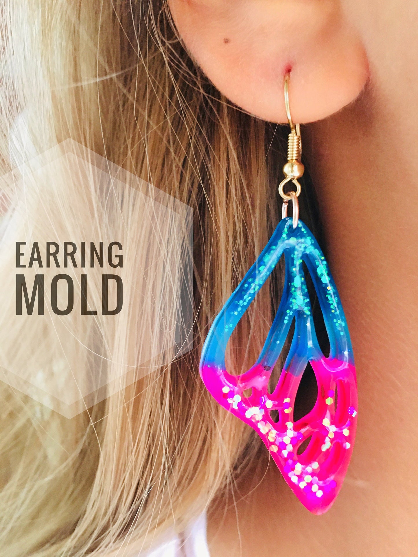 Mold for epoxy resin. Butterfly wing earrings.