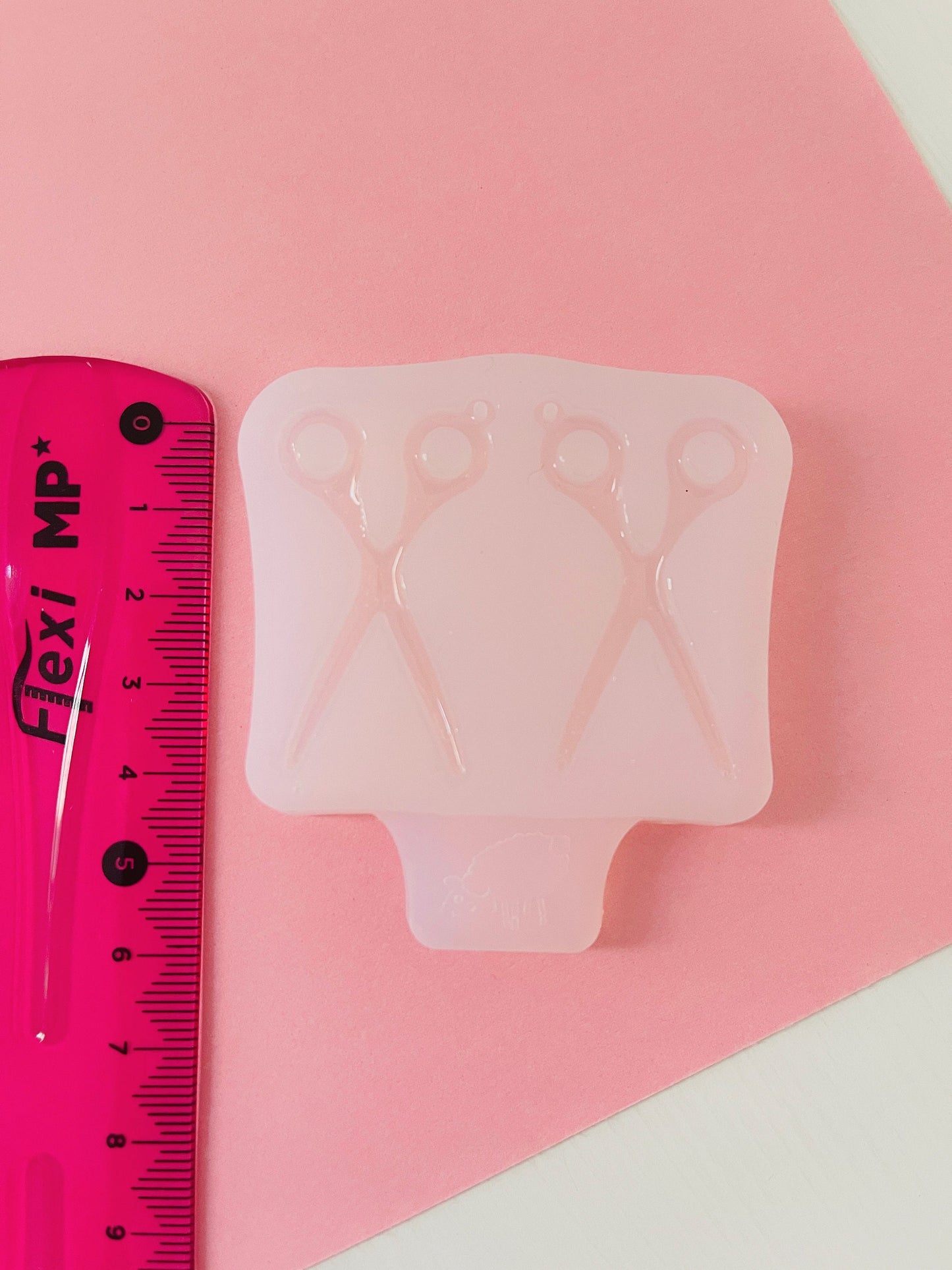 Silicone mold for earrings in the form of scissors. Mold for epoxy and UV resin. Glossy resin form. Rubber mold