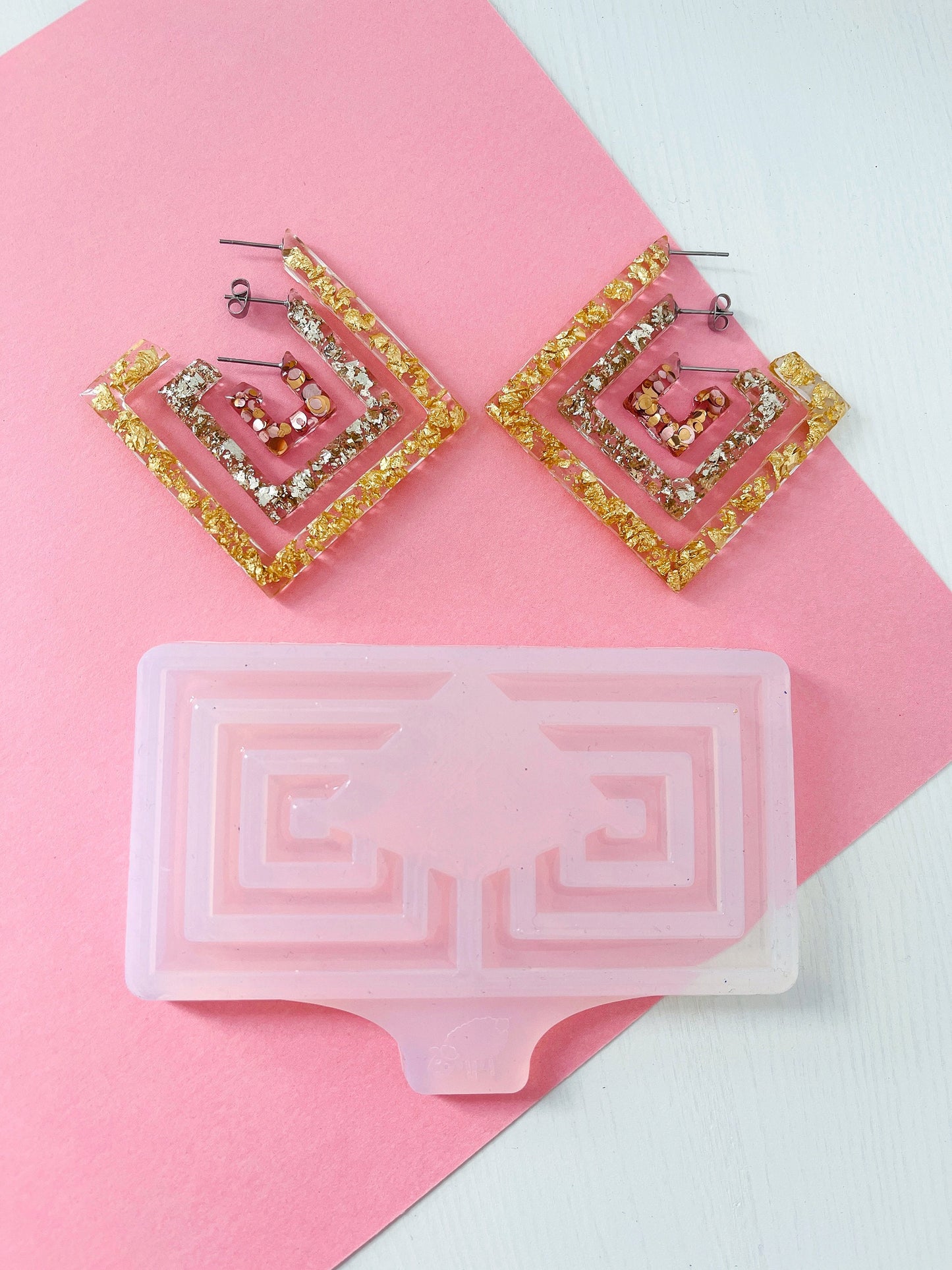 Silicone mold square earrings  . Mold square for epoxy and UV resin. Super gloss resin mold. Jewelry earrings form . Rubber mould square.