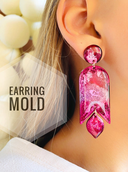 Silicone mold  modern earrings arc  . Mold oval for uv and epoxy resin. Super gloss resin mold. Jewelry earrings form half oval