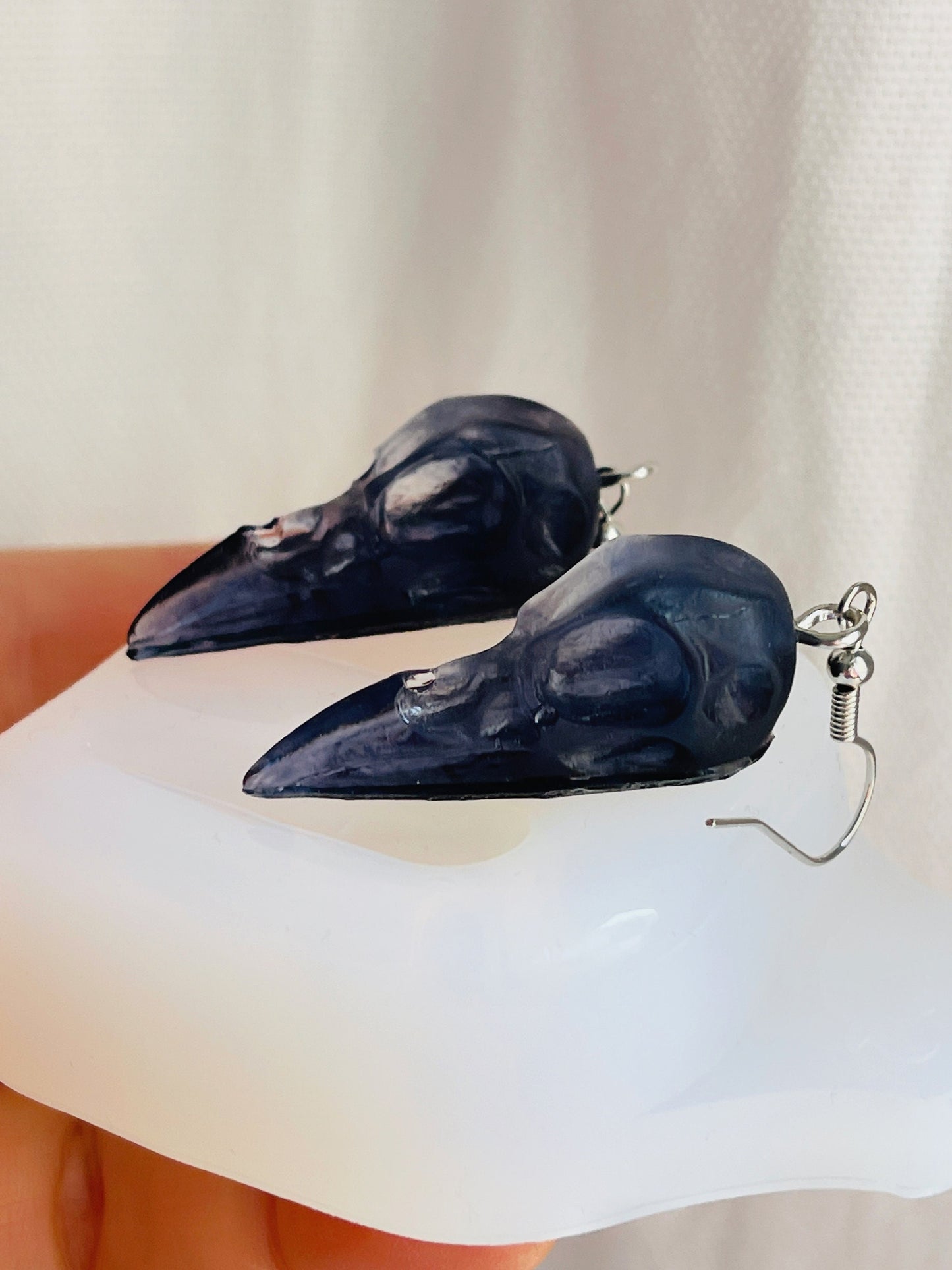 Earrings molds. Raven skull.