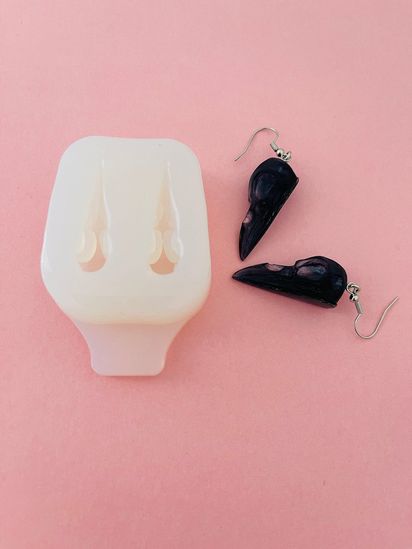 Earrings molds. Raven skull.