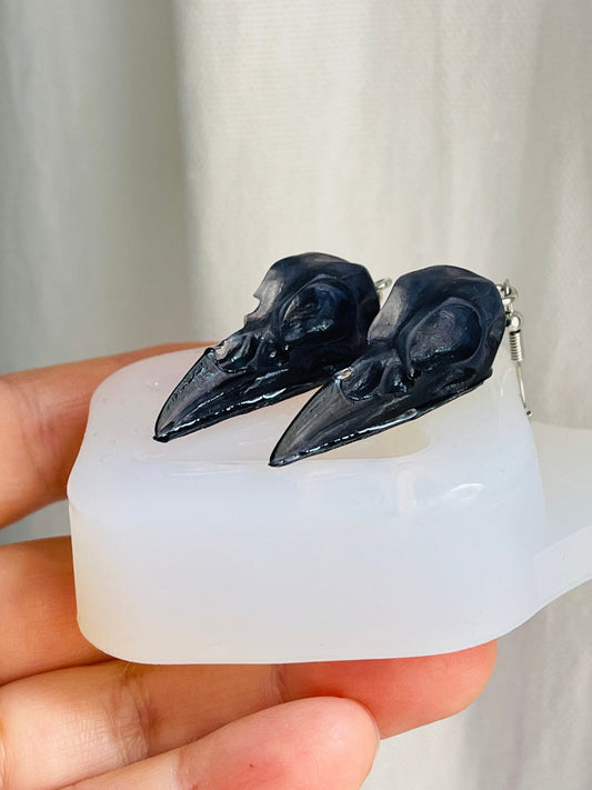 Earrings molds. Raven skull.