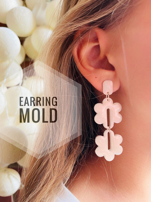 Mold flower for uv and epoxy. Set of stud earrings. Super glossy resin mold. Jewelry diy form flower pendant.