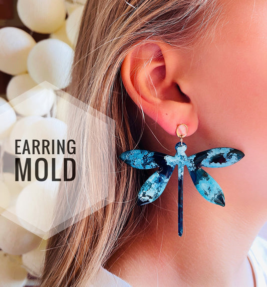 Earrings dragonfly . Silicone mold for epoxy and UV resin.