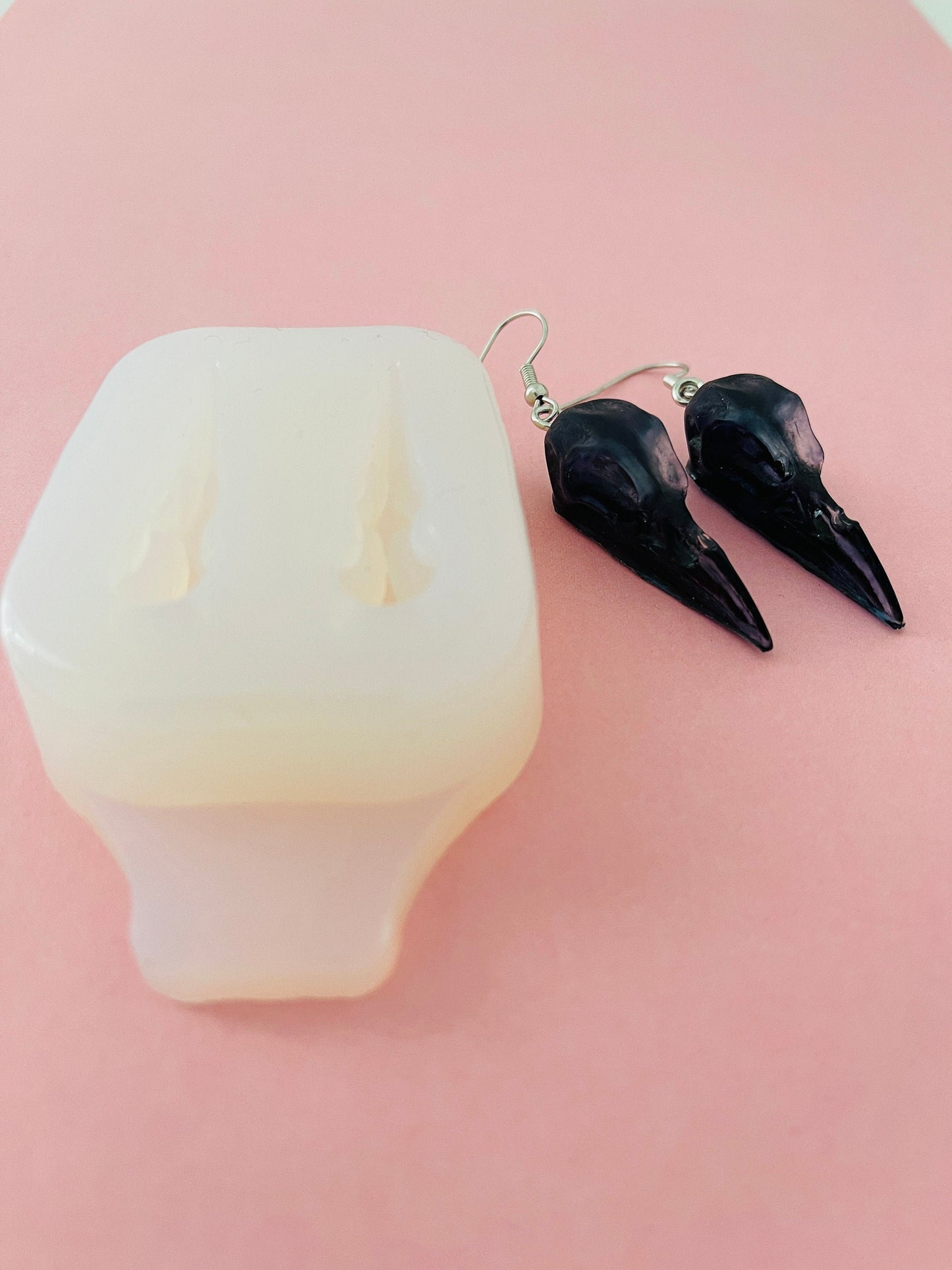 Earrings molds. Raven skull.