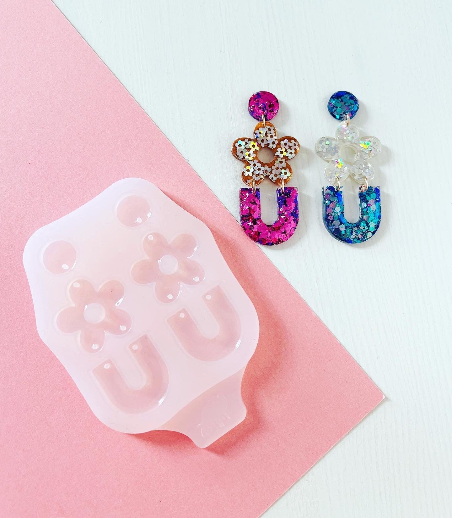 Silicone mold  earrings arc and flower  . Mold oval for epoxy resin. Super gloss resin mold. Jewelry earrings form flower. Rubber mould arc.