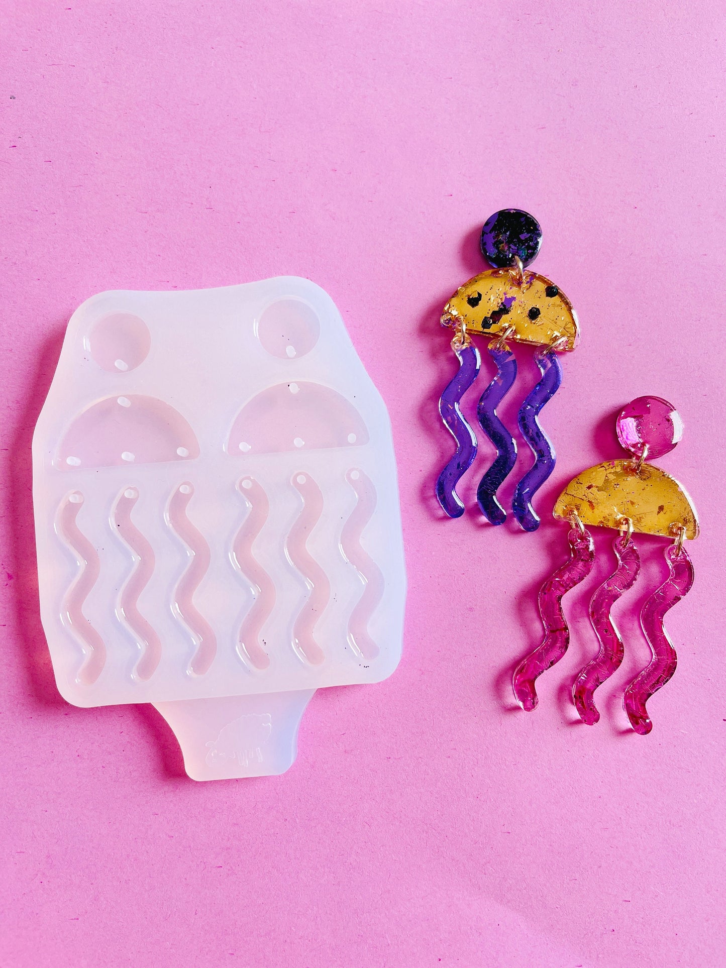 Earrings Mold-jellyfish. Silicone mold for epoxy and UV resin. Clear gloss jellyfish from resin  . jellyfish Earrings.