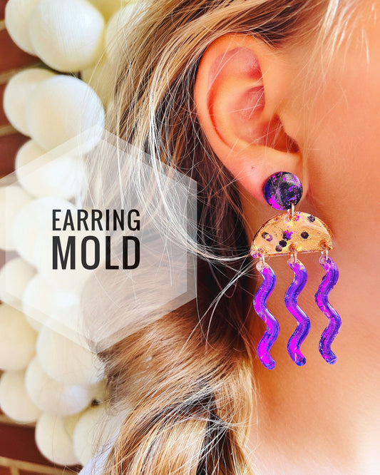 Earrings Mold-jellyfish. Silicone mold for epoxy and UV resin. Clear gloss jellyfish from resin  . jellyfish Earrings.
