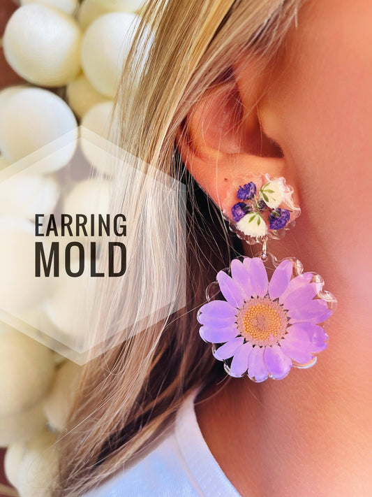 Silicone mold- earrings chamomiles . Mold for epoxy and UV resin.