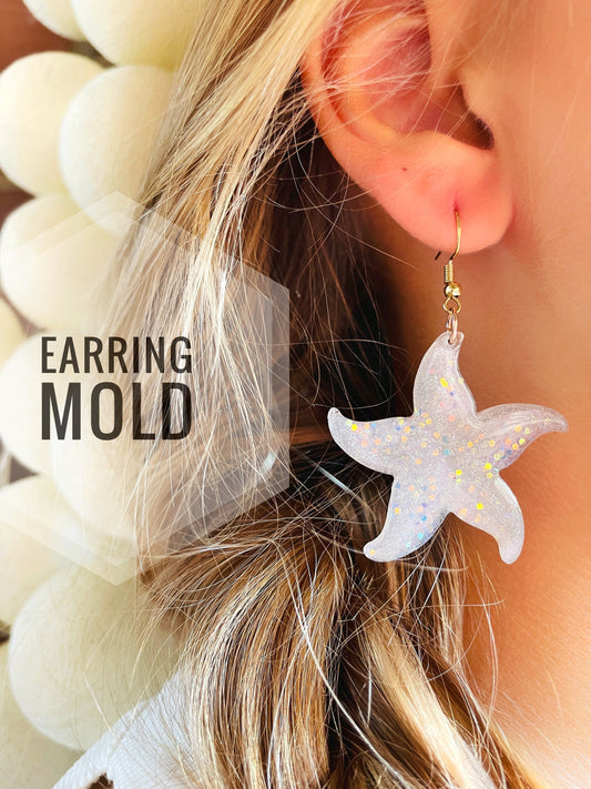 Earrings-starfish Mold. Silicone mold for epoxy and UV resin. Clear gloss starfish from resin  . Starfish Earrings.