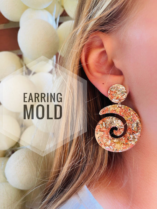 Silicone mold earrings spiral . Mold ring for epoxy and UV resin. Mold earrings circles. Jewelry earrings from round. Rubber mould spiral.