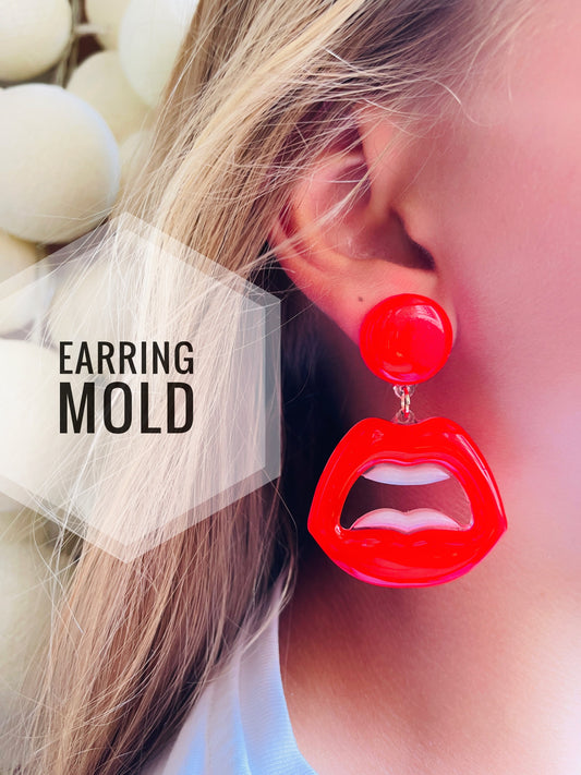 Lips pop art earrings. Mold for epoxy and UV resin.