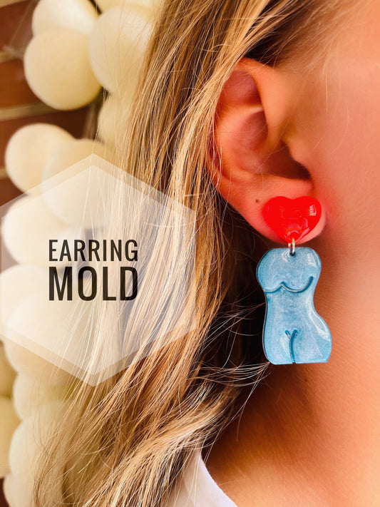 Mold for UV resin. Female Body earrings mold. Silicone mold for epoxy and UV resin. Clear gloss resin. Jewelry earrings.Female Body Earrings