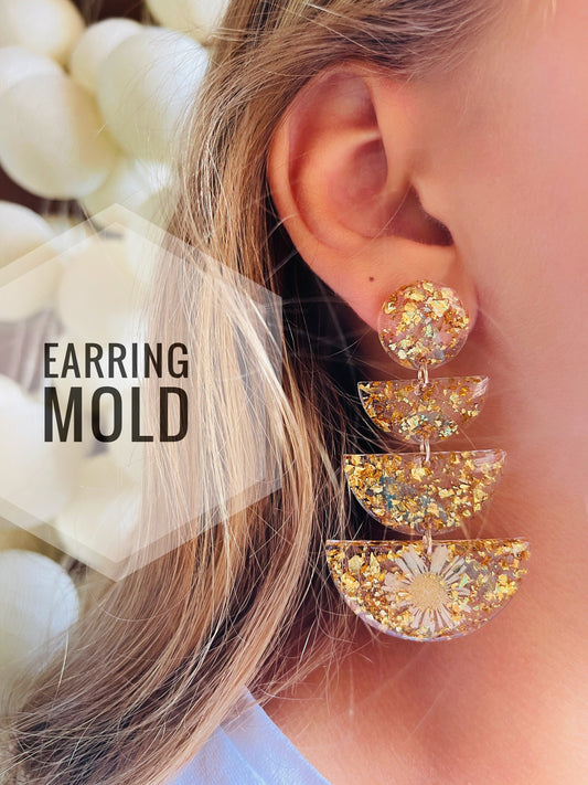 Silicone mold  modern earrings  semicircle  . Mold for uv and epoxy resin. Super gloss resin mold