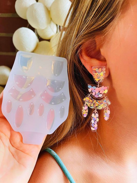 Silicone mold modern earrings  . Mold for UV and epoxy resin. Super gloss resin mold. Jewelry earrings free-form . Rubber mould.
