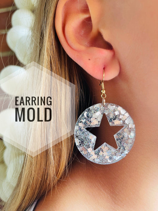 Silicone mold earrings a circle and star. Mold ring for epoxy and UV resin. Mold earrings a circle and star.
