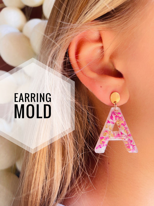 Silicone mold LETTER earrings  . Mold letter of your choice