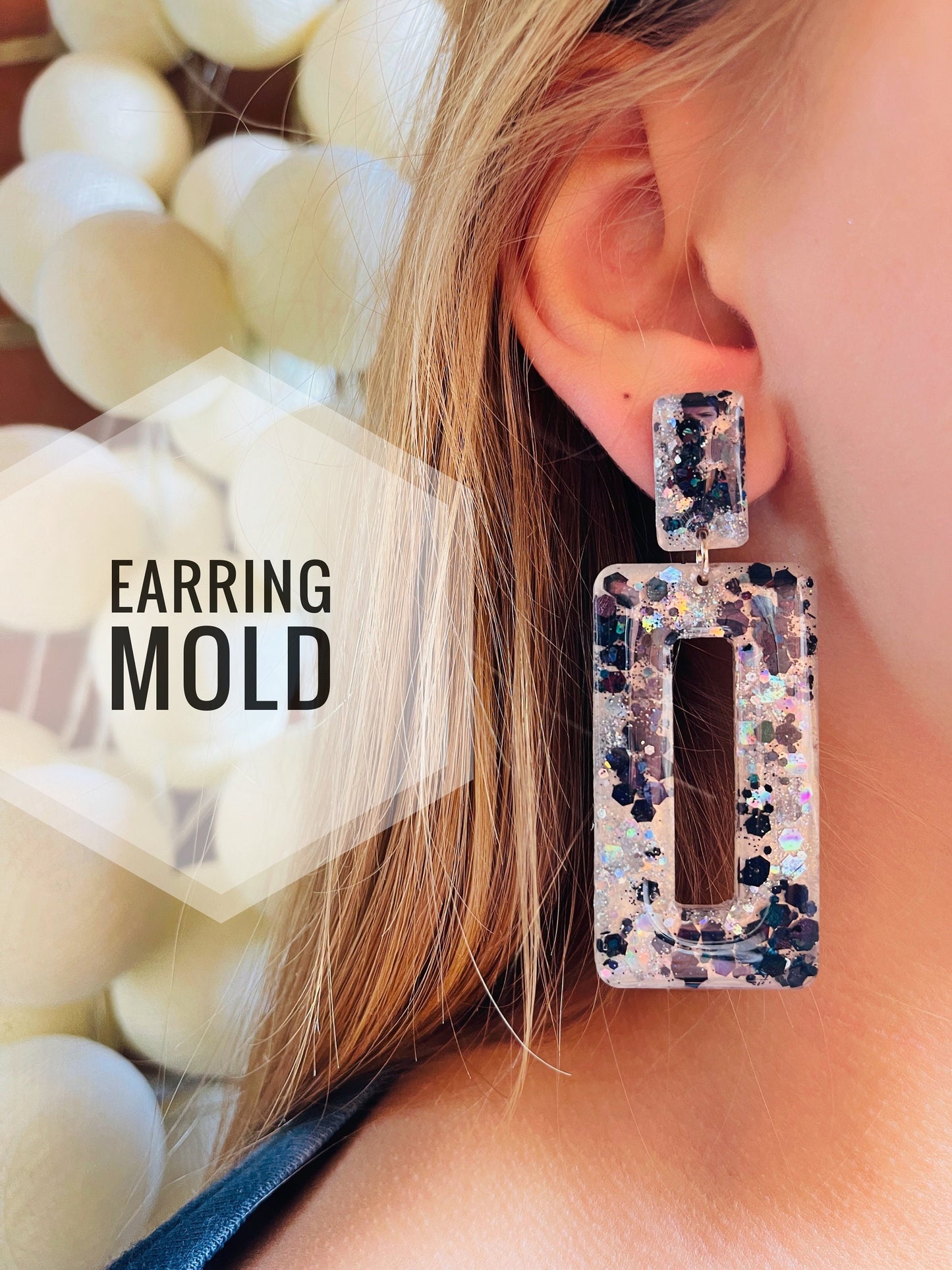 Silicone mold for earrings rectangle. Mold for epoxy and UV resin. Сlear glossy resin form. Rectangle shaped jewelry earrings.