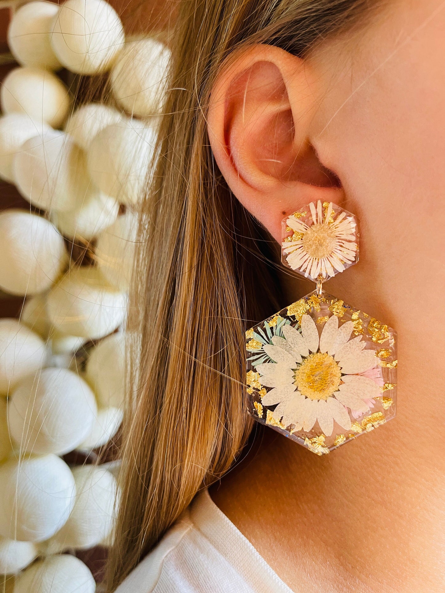 Epoxy resin earring silicone mold. Hexagon shape.