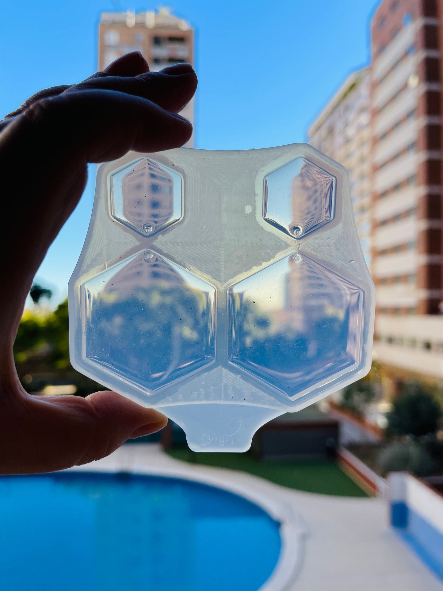Epoxy resin earring silicone mold. Hexagon shape.