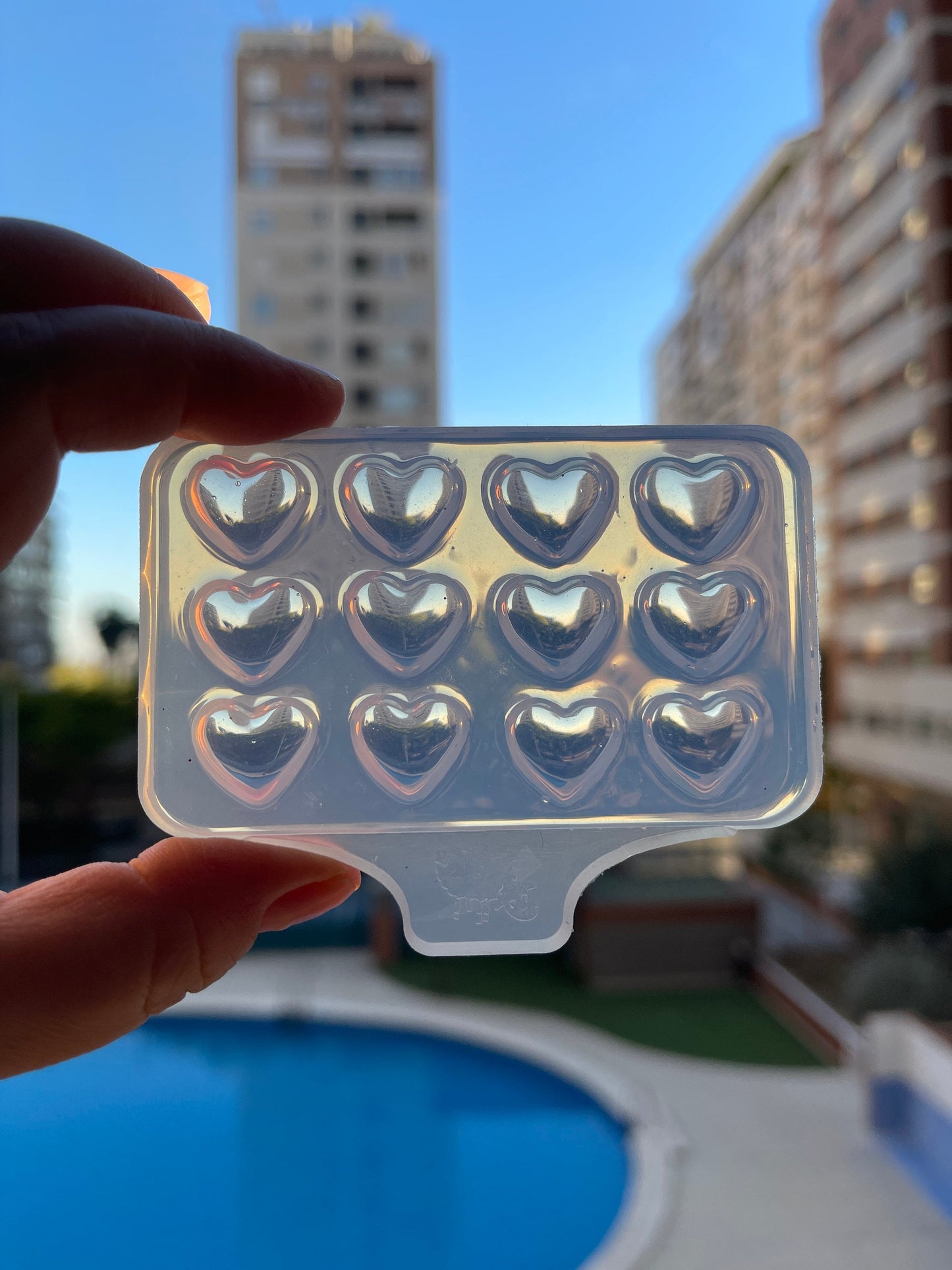 Silicone heart earrings stud. Mold for epoxy and UV resin. Super glossy resin form. Heart shaped jewelry earrings. Rubber form.