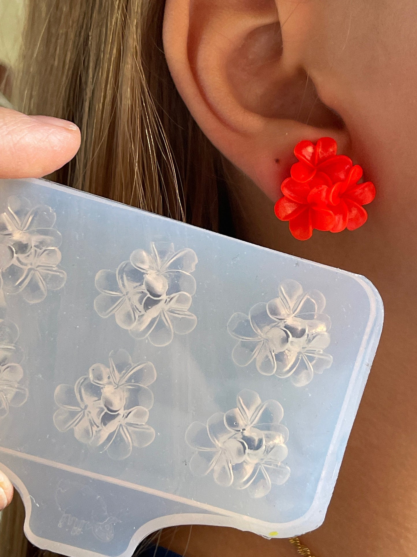 Mold flower for uv and epoxy. Set of earrings. Super glossy resin mold. Jewelry diy form flower earrings.