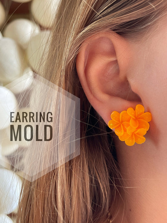 Mold flower for uv and epoxy. Set of earrings. Super glossy resin mold. Jewelry diy form flower earrings.