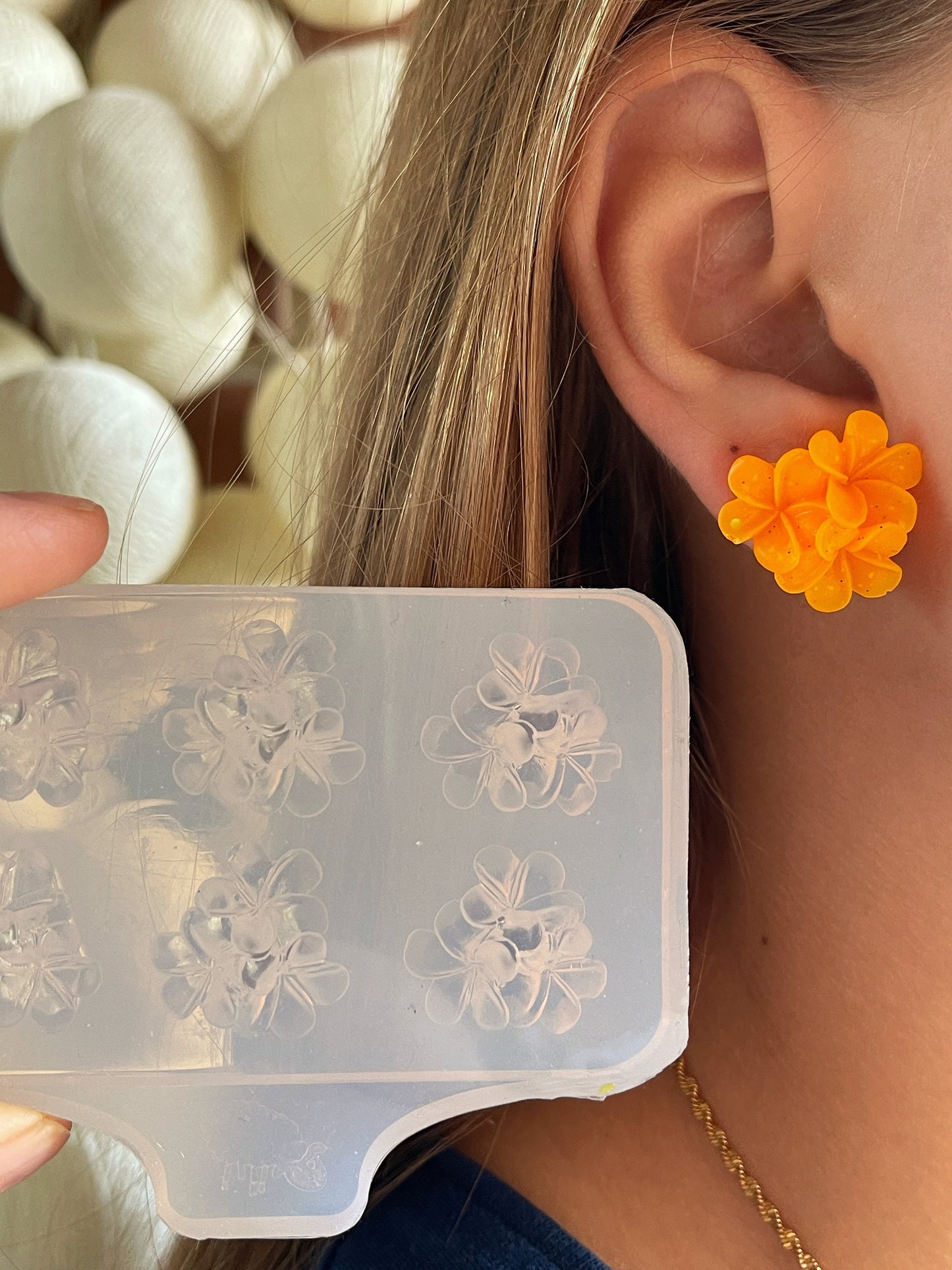 Mold flower for uv and epoxy. Set of earrings. Super glossy resin mold. Jewelry diy form flower earrings.