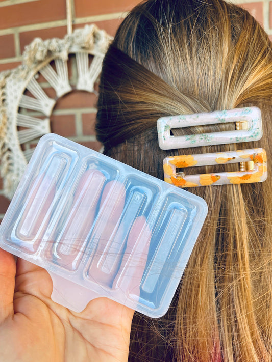 Hair clips 6.5X2cm.  Mold for epoxi and uv resin