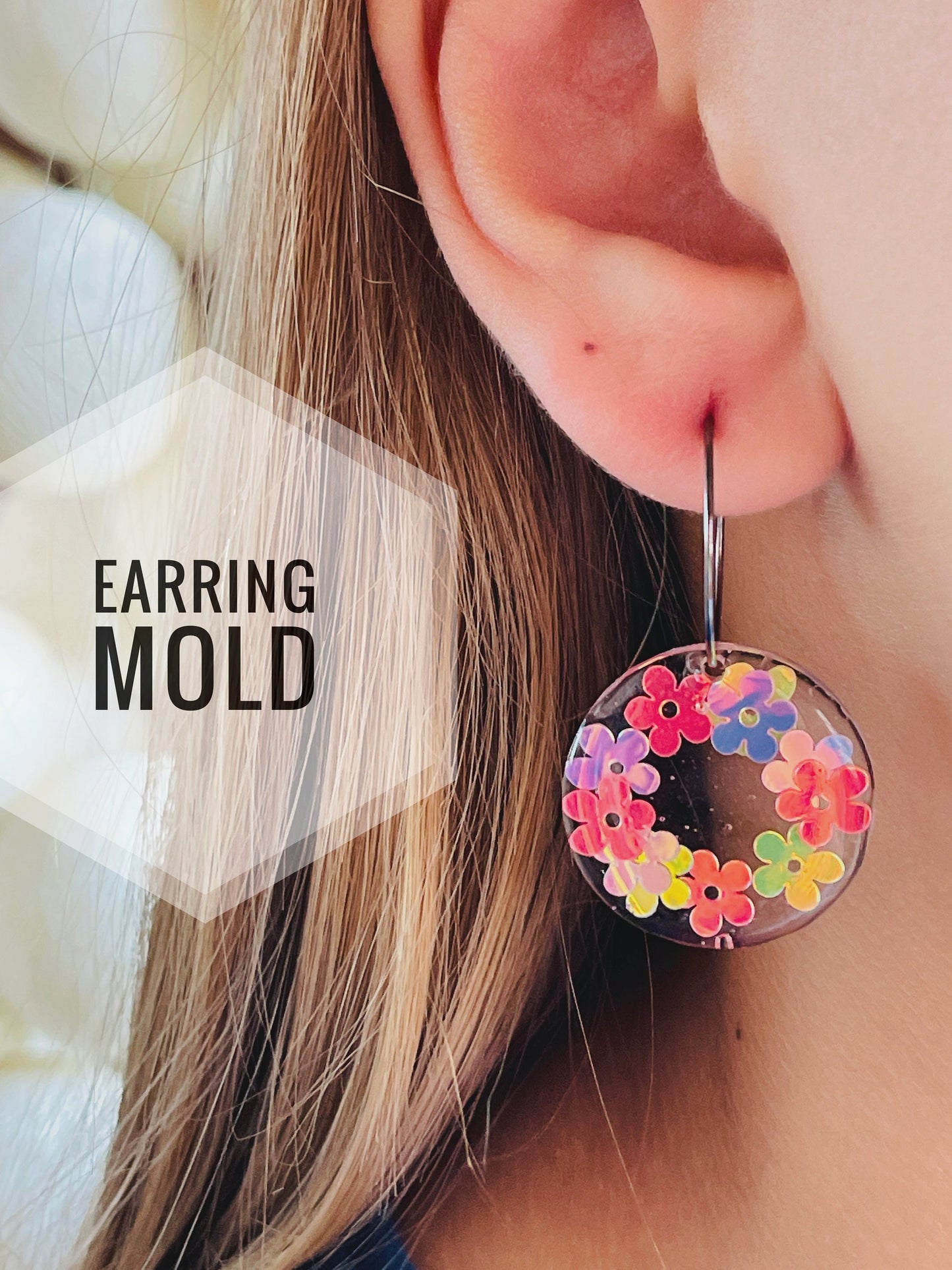 Silicone mold for earrings circles. Mold for epoxy and UV resin. Сlear glossy resin form. Сircles shaped jewelry earrings.