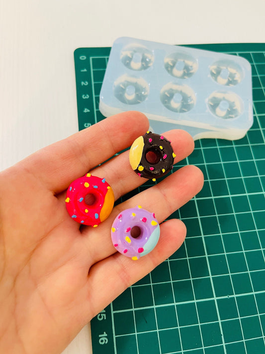 Silicone mold. Donut-shaped stud earrings. Mold for epoxy and UV resin. Super glossy resin form. Donut shaped jewelry earrings.