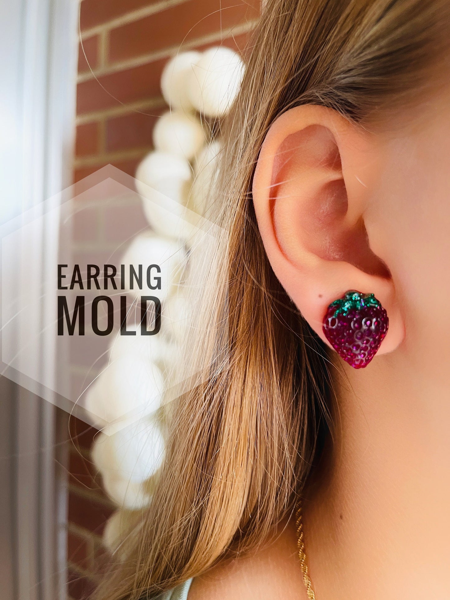 Silicone mold- earrings strawberries . Mold for epoxy and UV resin.