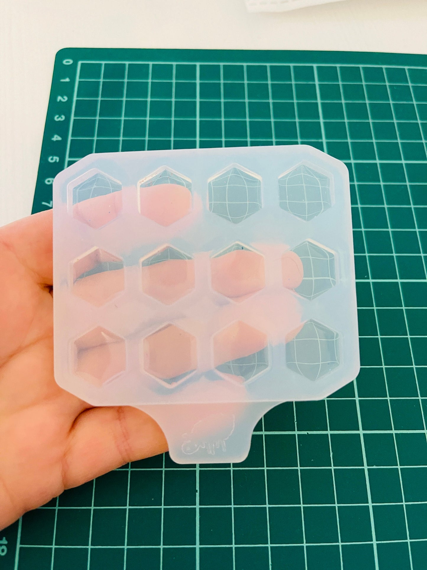 Silicone mold for earrings hexagon. Mold for epoxy and UV resin. Сlear glossy resin form. Hexagonshaped jewelry earrings.