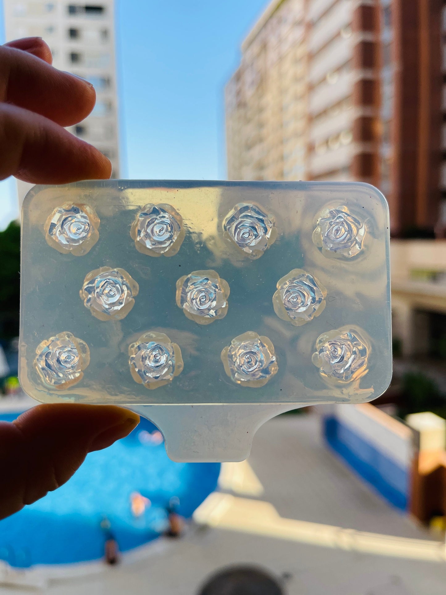 Mold rose flower for uv and epoxy. Set of stud earrings. Super glossy resin mold. Jewelry diy form flower pendant.