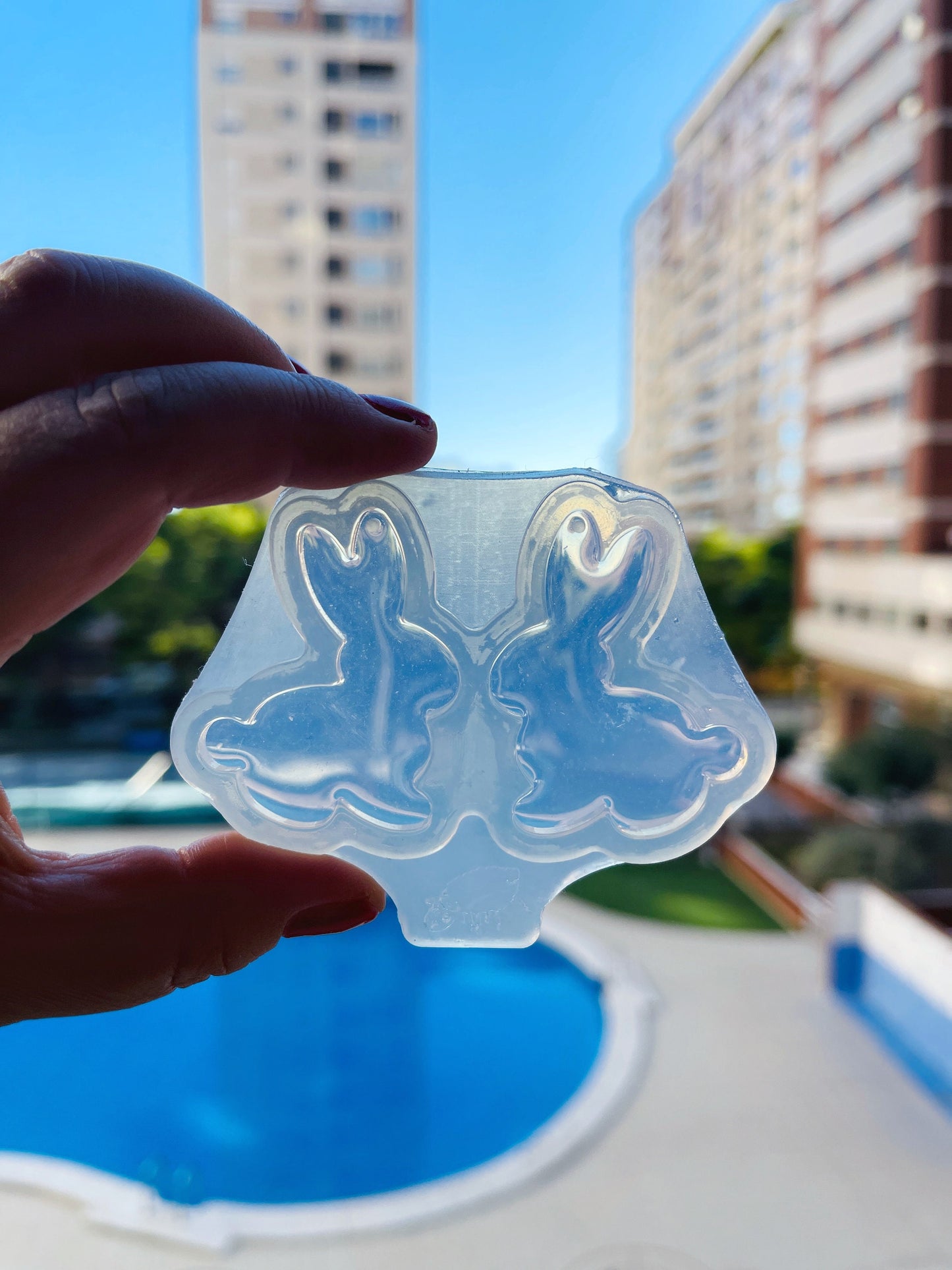 Earrings easter Rabbits 44 mm - Easter bunny silicone mold - Form for epoxy resin, uv resin