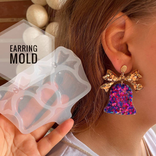 Jingle bells. Mold for earrings in the form of a Christmas bells. Form for epoxy or UV resin.