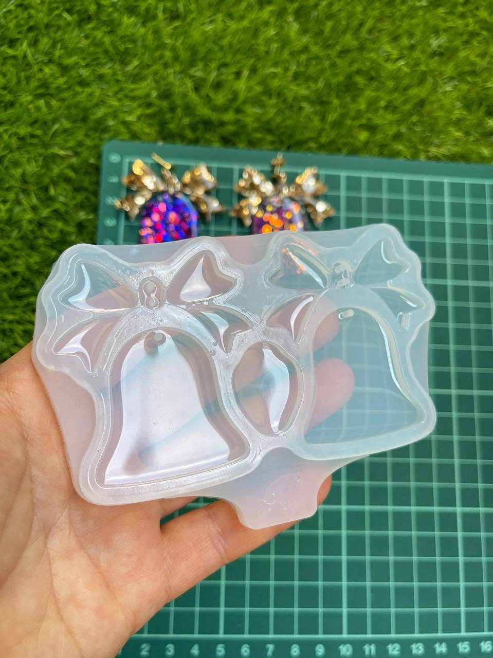 Jingle bells. Mold for earrings in the form of a Christmas bells. Form for epoxy or UV resin.